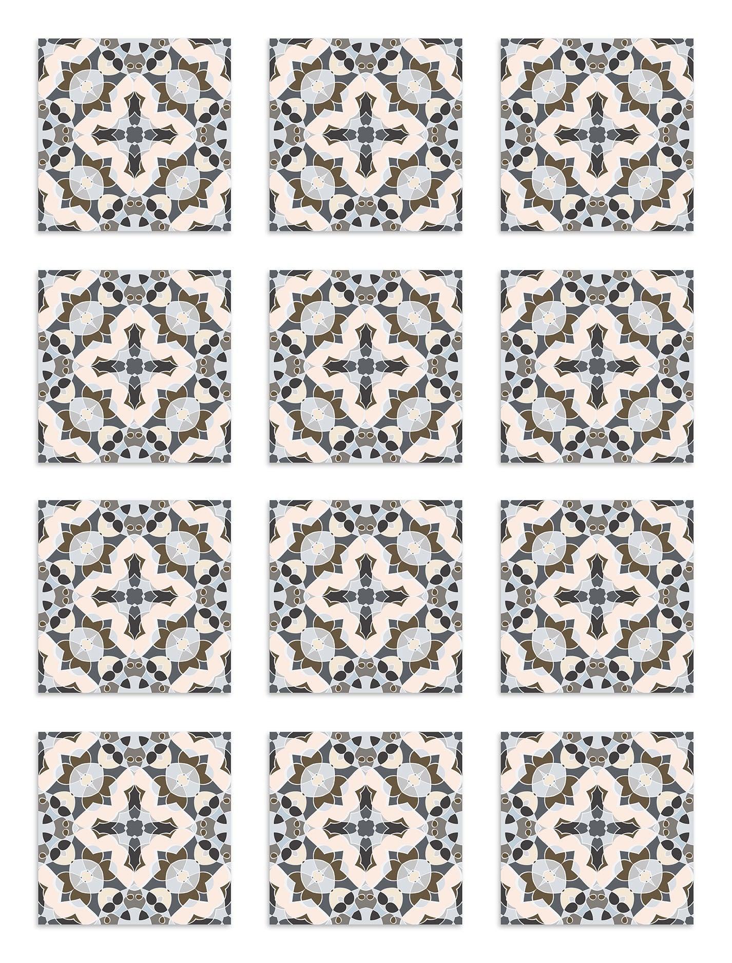 Azulejo Adhesivo Baldosín Estilo Oriental Gris Home & Living 