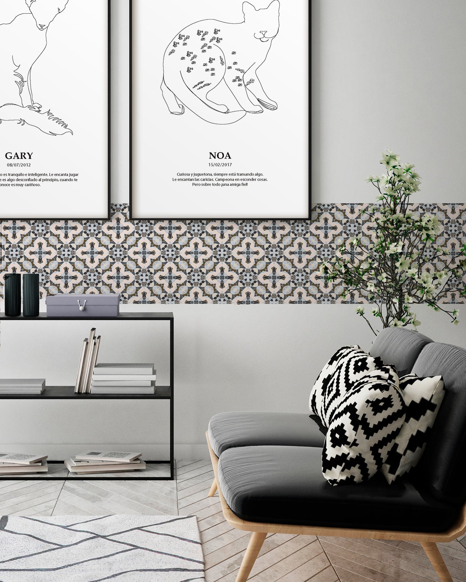 Azulejo Adhesivo Baldosín Estilo Oriental Gris Home & Living 