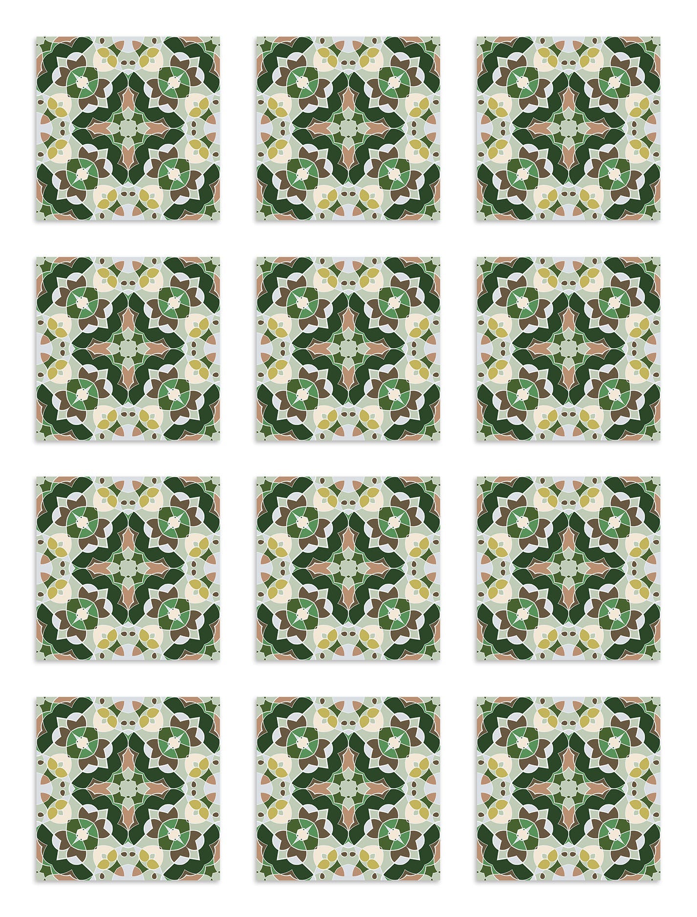 Azulejo Adhesivo Baldosín Estilo Oriental Verde Home & Living 