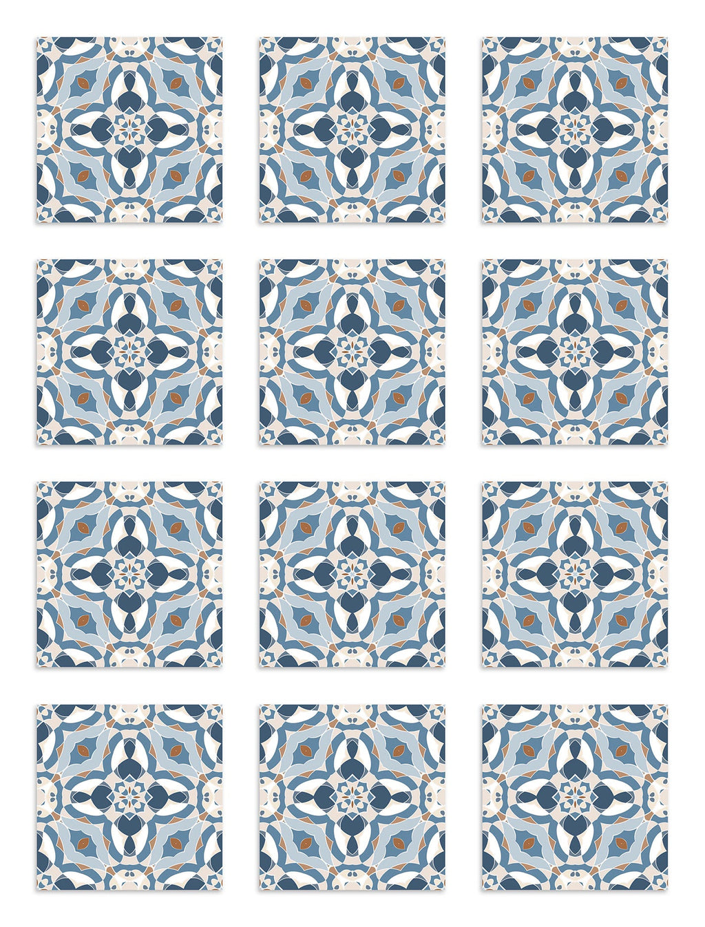 Azulejo Adhesivo Baldosín Oriental Caleidoscopio Azul Home & Living 