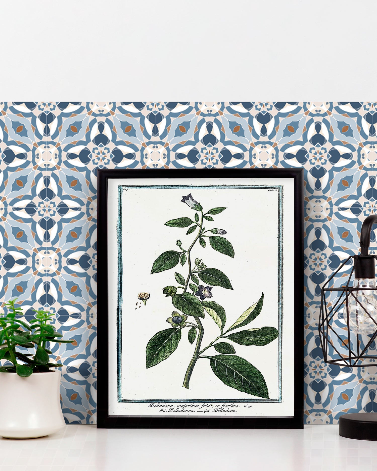 Azulejo Adhesivo Baldosín Oriental Caleidoscopio Azul Home & Living 