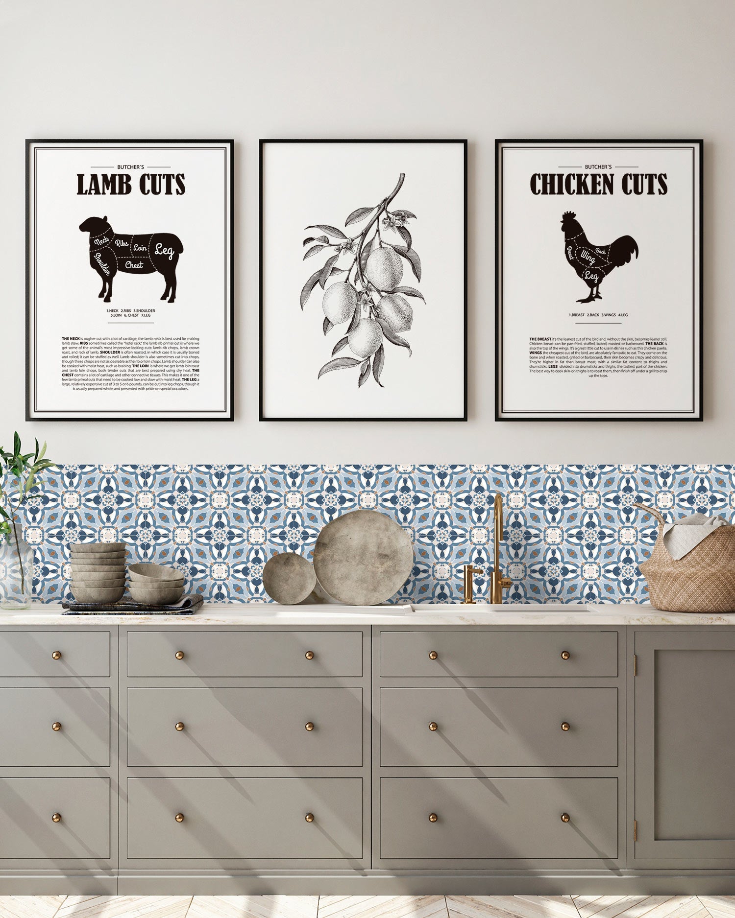 Azulejo Adhesivo Baldosín Oriental Caleidoscopio Azul Home & Living 