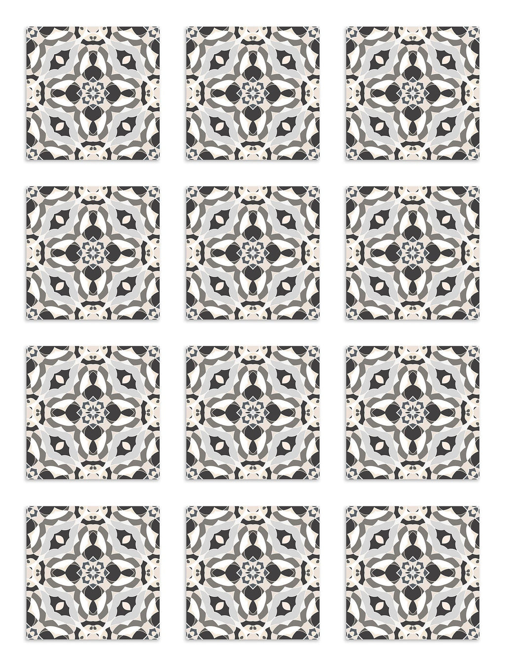 Azulejo Adhesivo Baldosín Oriental Caleidoscopio Gris Home & Living 