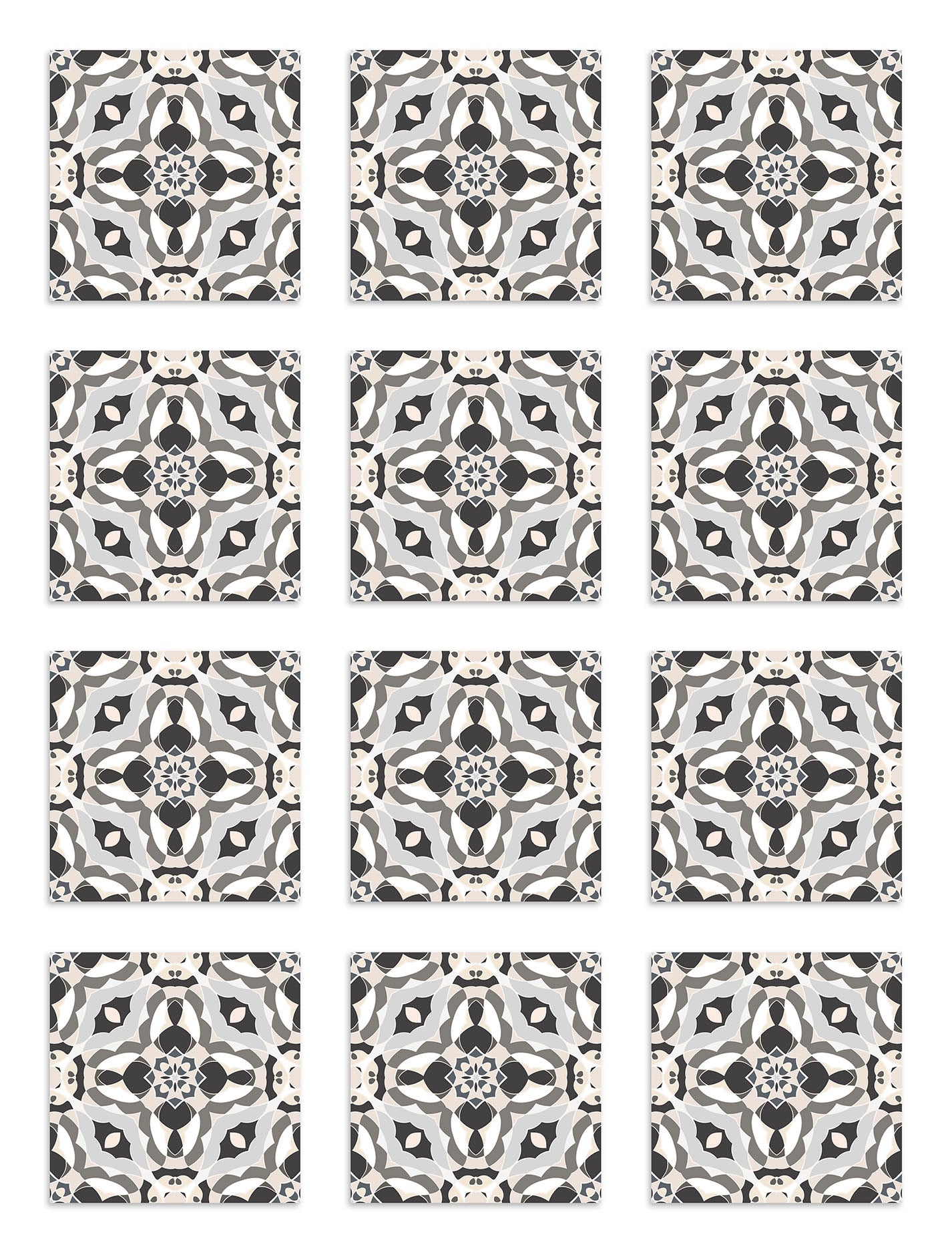 Azulejo Adhesivo Baldosín Oriental Caleidoscopio Gris Home & Living 