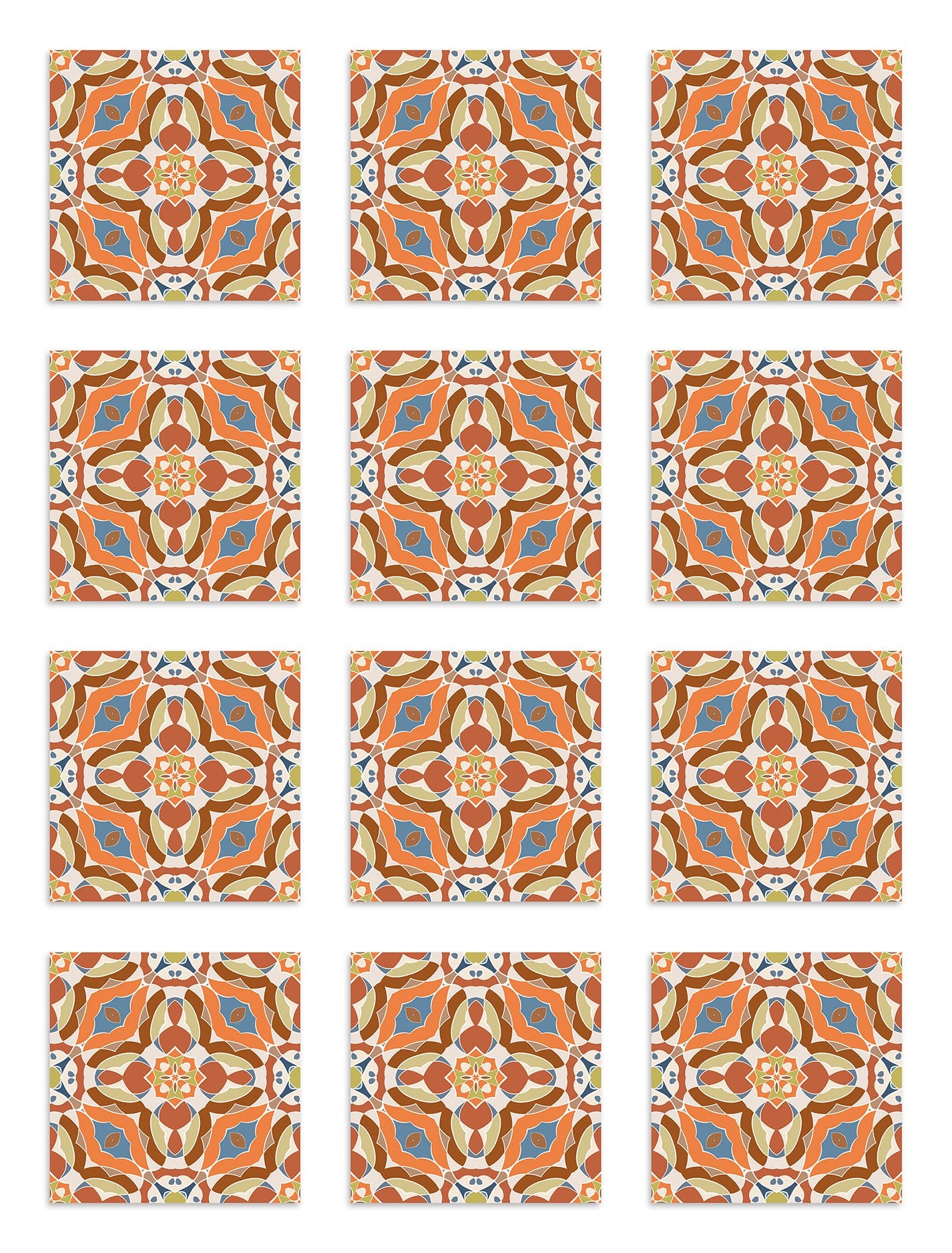 Azulejo Adhesivo Baldosín Oriental Caleidoscopio Original Home & Living 