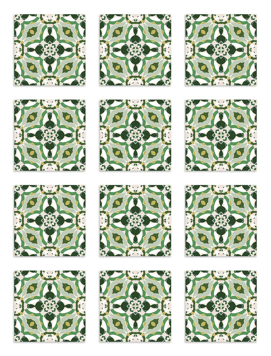 Azulejo Adhesivo Baldosín Oriental Caleidoscopio Verde Home & Living 