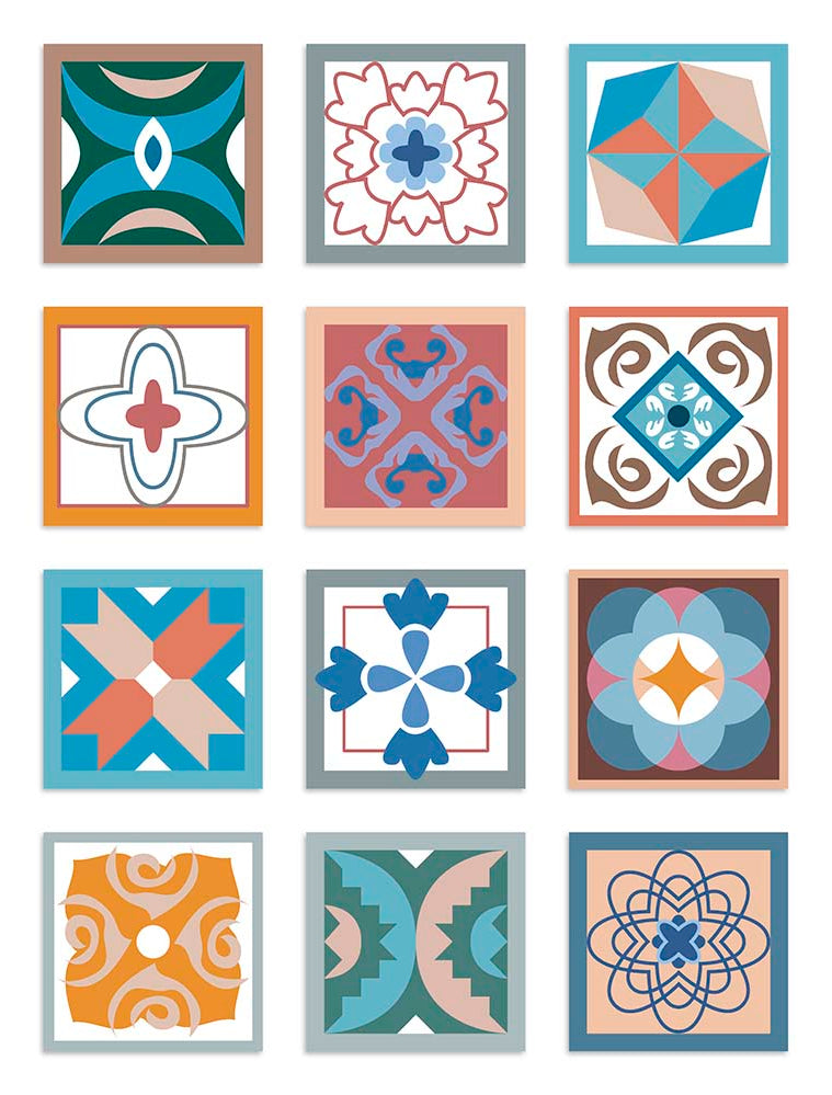 Azulejo Adhesivo Diseño Hidráulico Multicolor Home & Living 