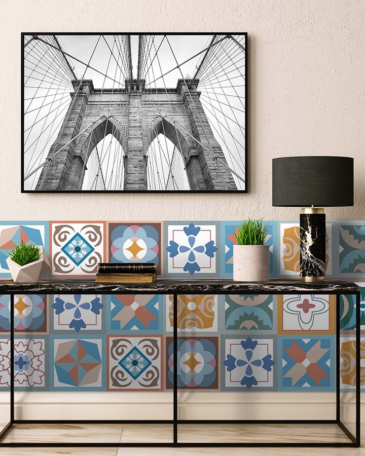 Azulejo Adhesivo Diseño Hidráulico Multicolor Home & Living 