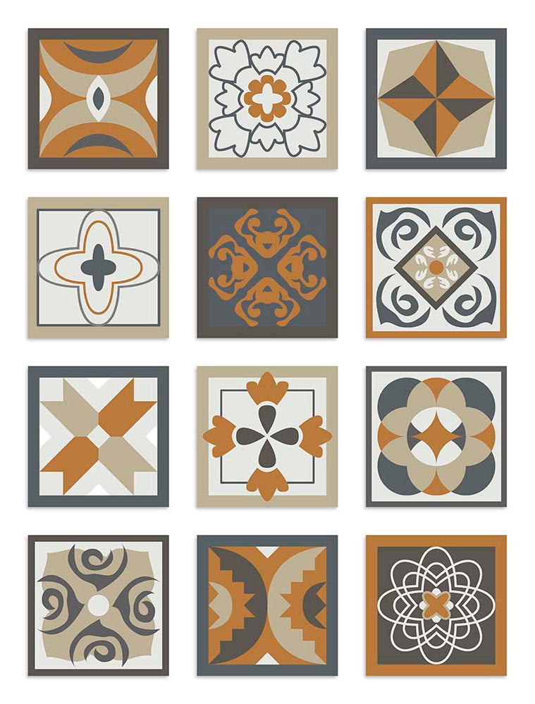 Azulejo Adhesivo Diseño Hidráulico Naranja Home & Living 