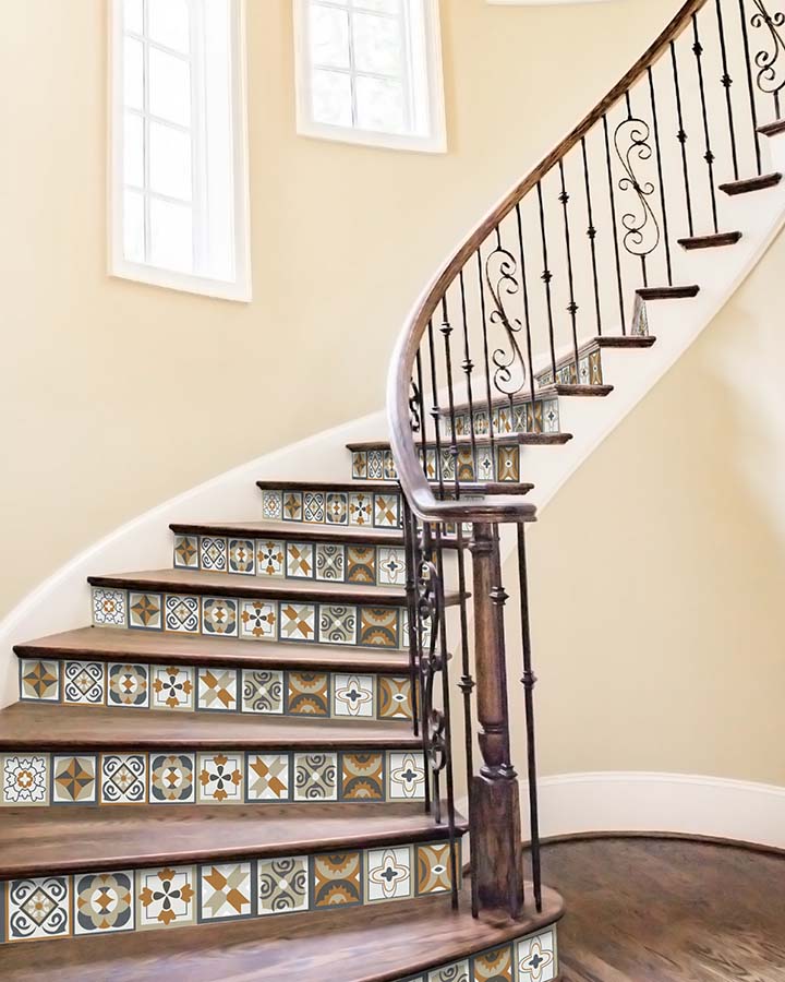 Azulejo Adhesivo Diseño Hidráulico Naranja Home & Living 