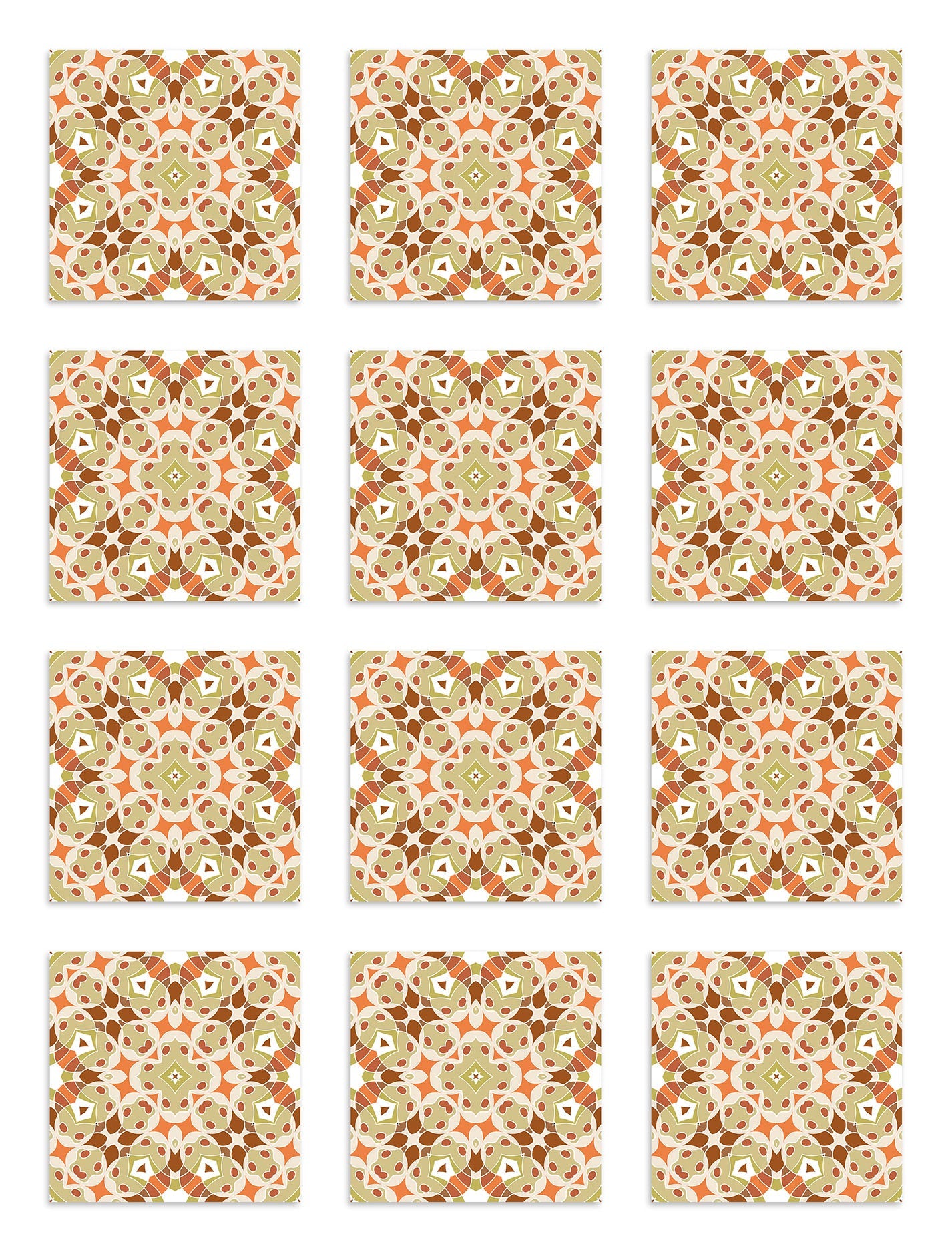 Azulejo Adhesivo Hidráulica Tipo Oriental Naranja Home & Living 