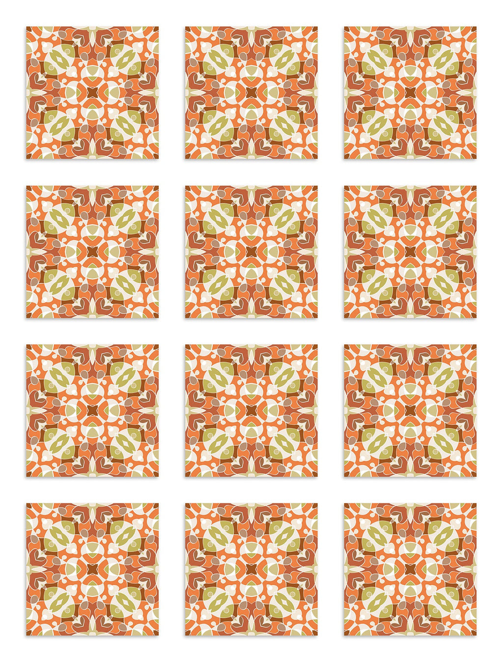 Azulejo Adhesivo Hidráulico Estilo Oriental Naranja Home & Living 