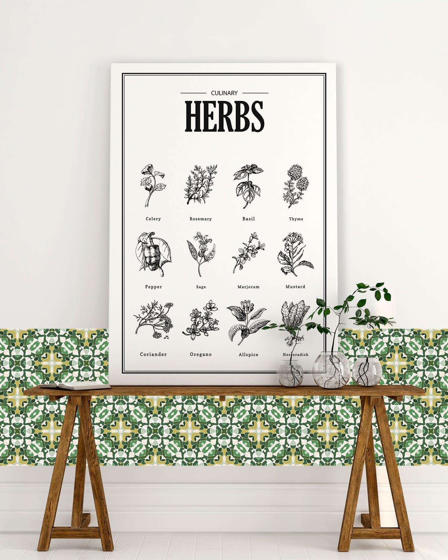 Azulejo Adhesivo Hidráulico Estilo Oriental Verde Home & Living 