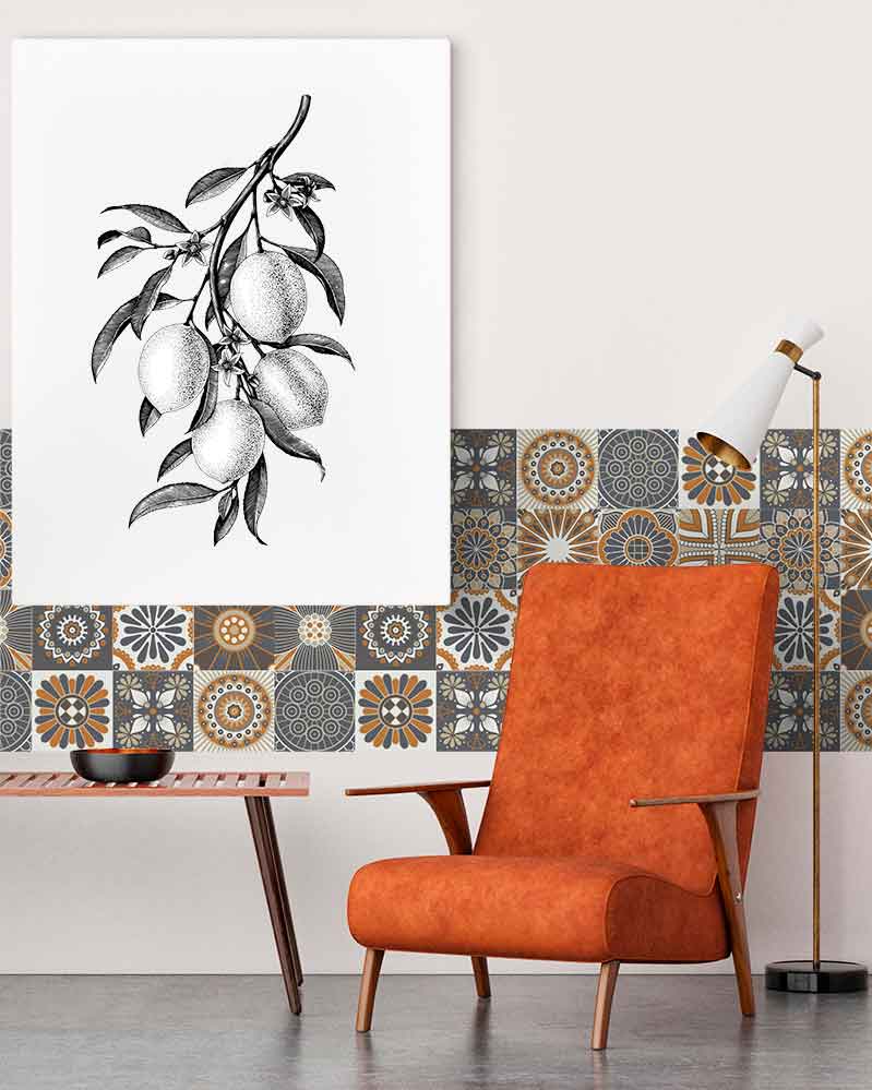 Azulejo Adhesivo Hidráulico Naranja Home & Living 