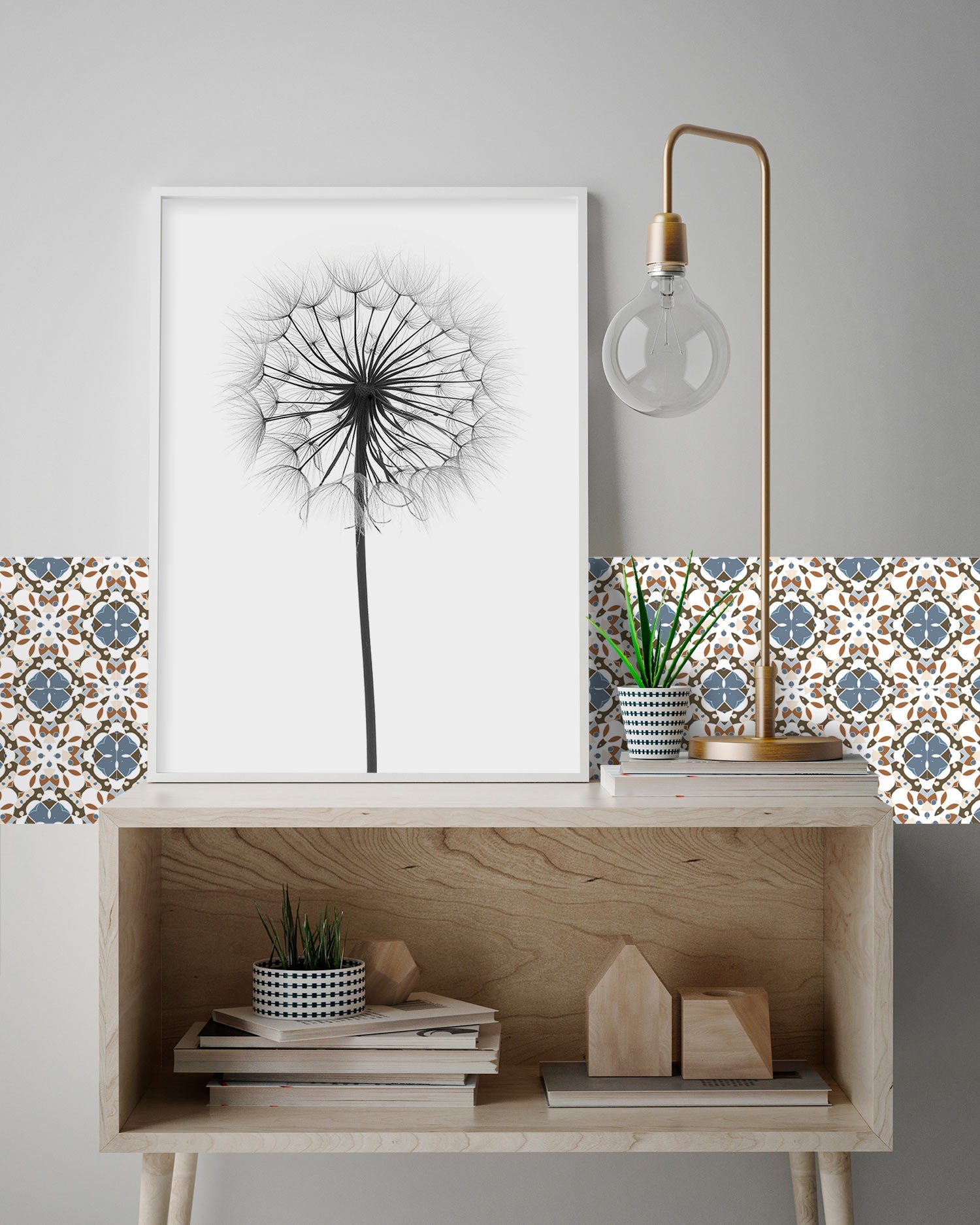 Azulejo Adhesivo Hidráulico Oriental Mosaico Azul Home & Living 