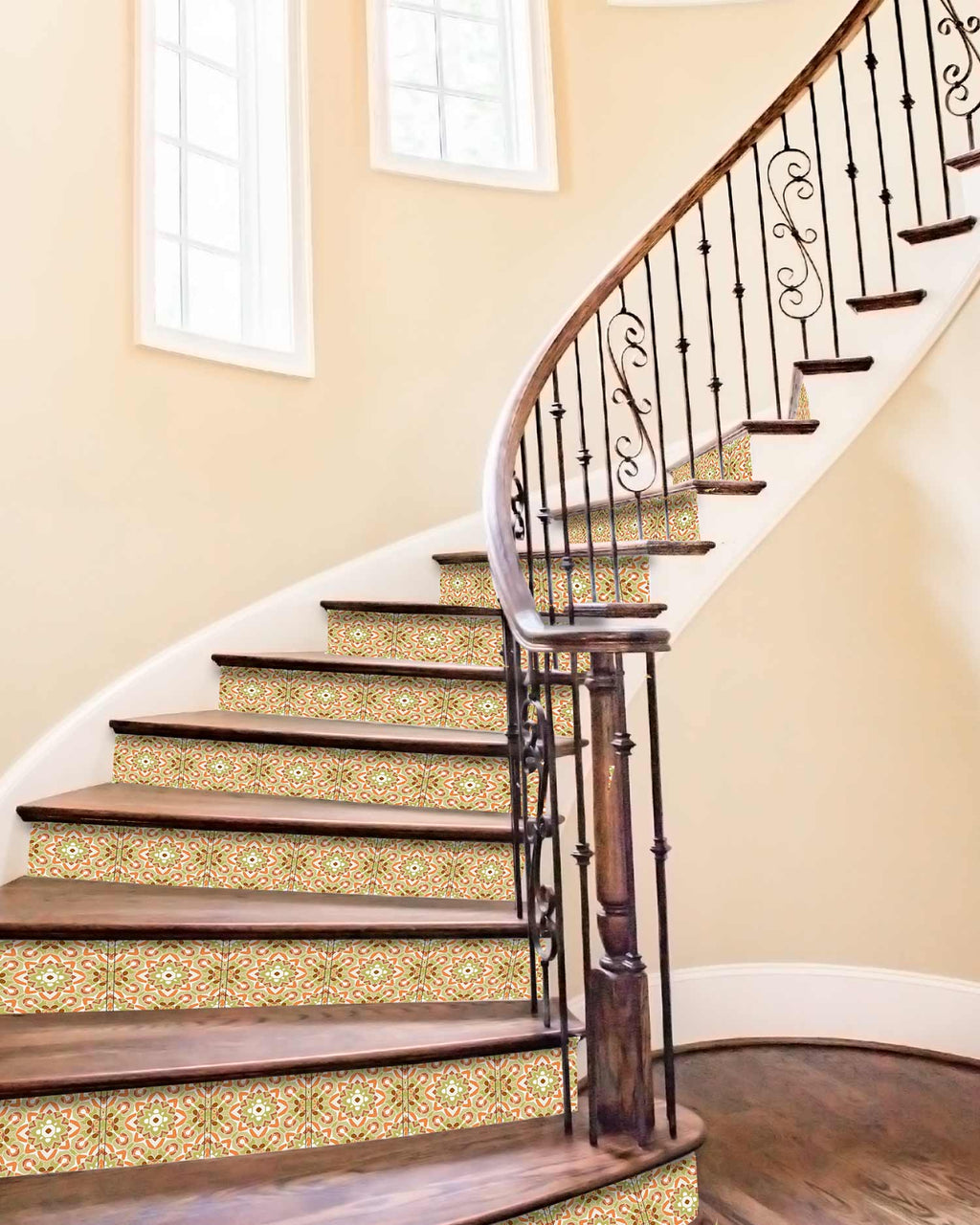 Azulejo Adhesivo Oriental Floreada Naranja Home & Living 