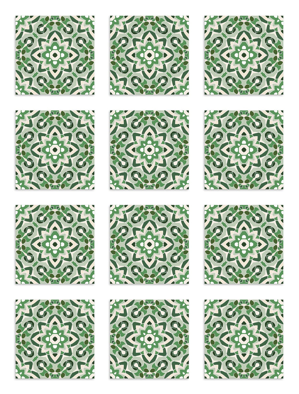 Azulejo Adhesivo Oriental Floreada Verde Home & Living 