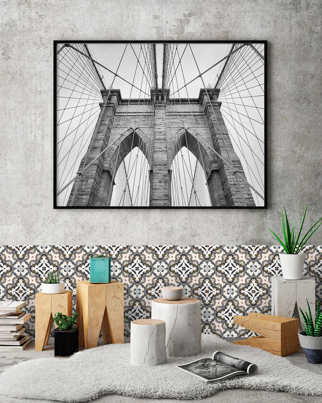 Azulejo Adhesivo Oriental Hidráulico Gris Home & Living 