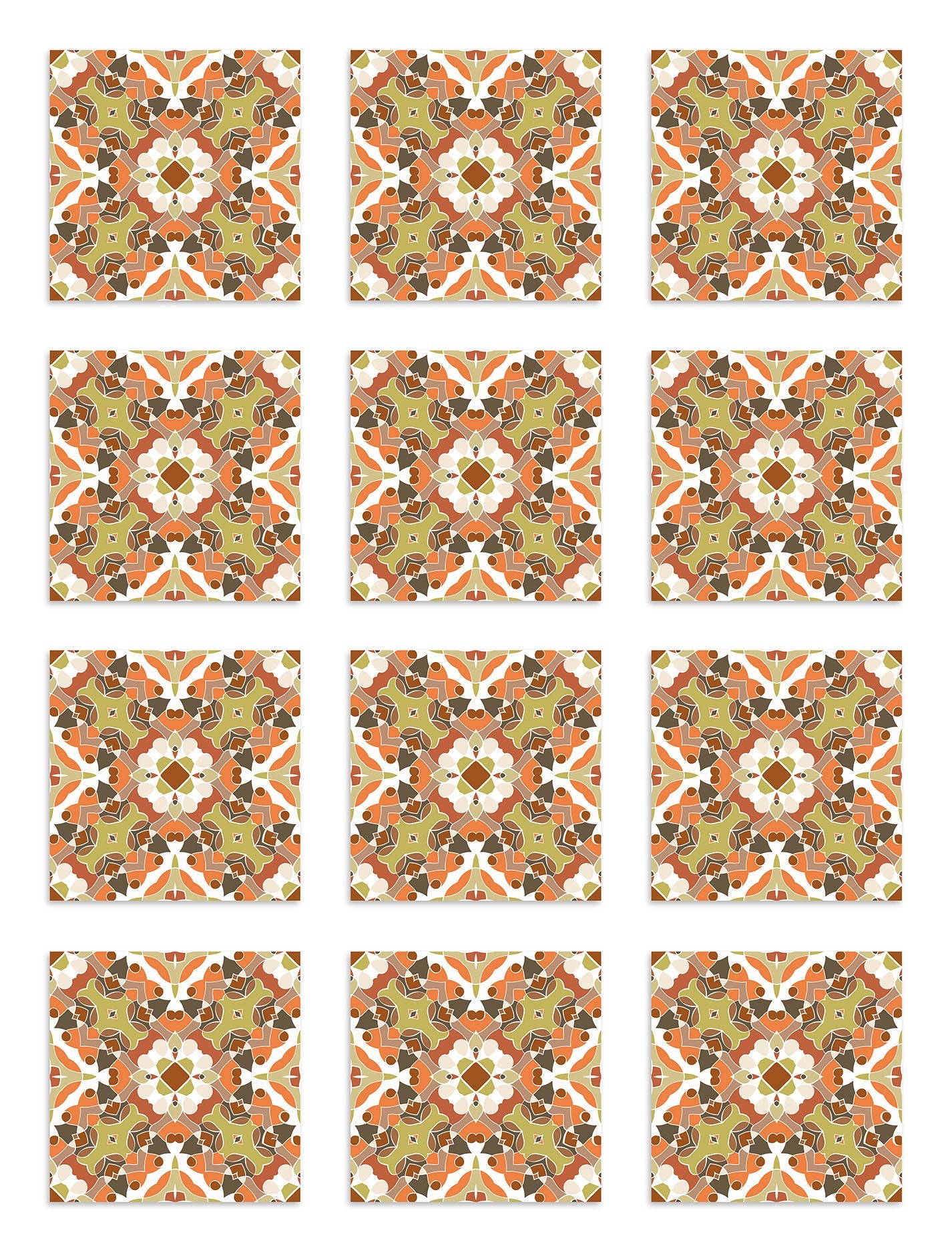 Azulejo Adhesivo Oriental Hidráulico Naranja Home & Living 