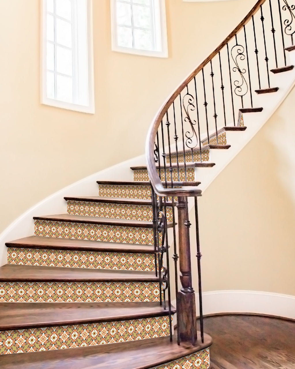 Azulejo Adhesivo Oriental Hidráulico Naranja Home & Living 