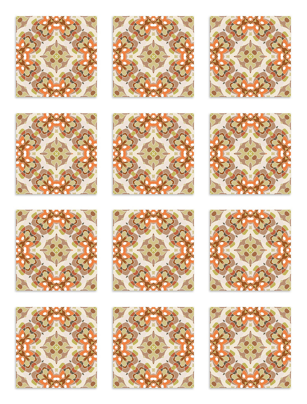Azulejo Adhesivo Oriental Naranja Home & Living 
