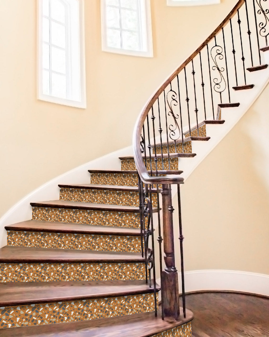 Azulejo Adhesivo Piedras Colores Naranja Home & Living 