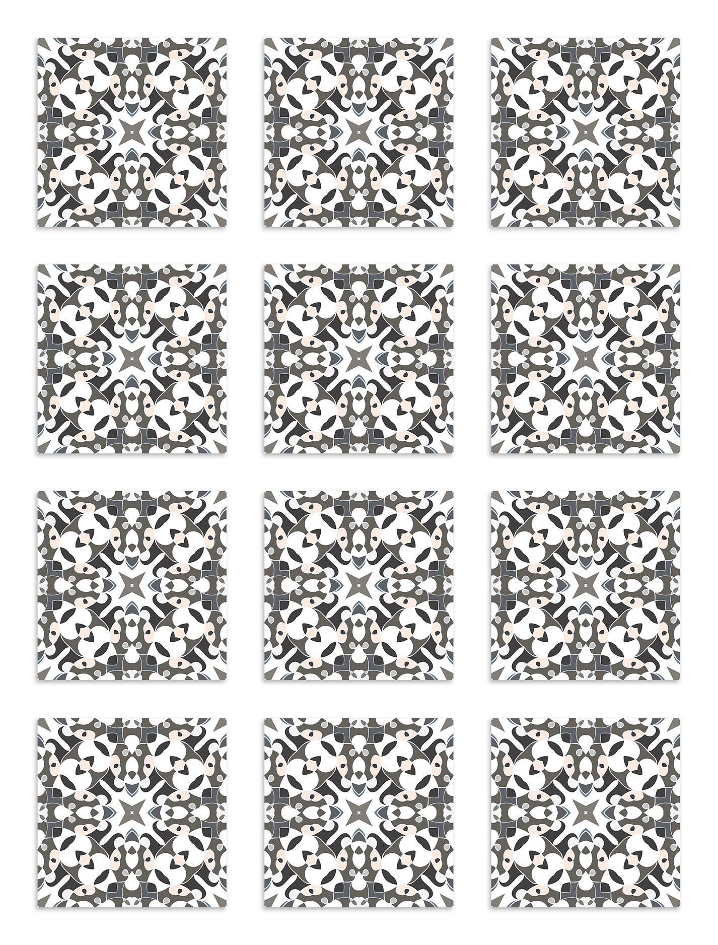 Azulejo Adhesivo Tipo Hidráulico Oriental Gris Home & Living 