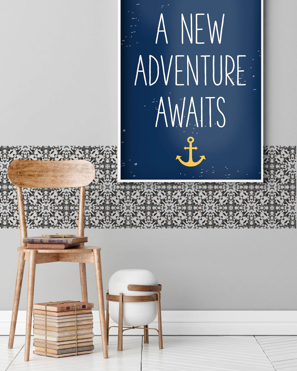 Azulejo Adhesivo Tipo Hidráulico Oriental Gris Home & Living 