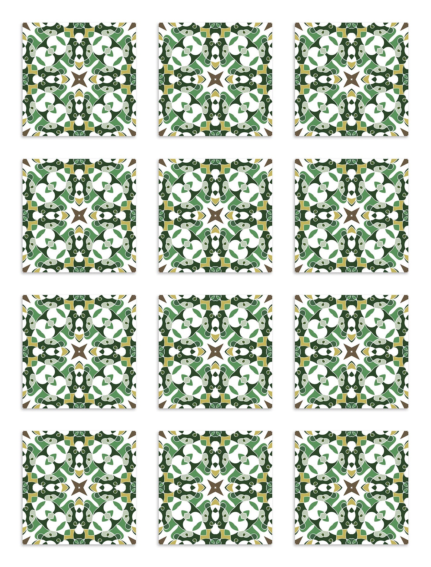 Azulejo Adhesivo Tipo Hidráulico Oriental Verde Home & Living 