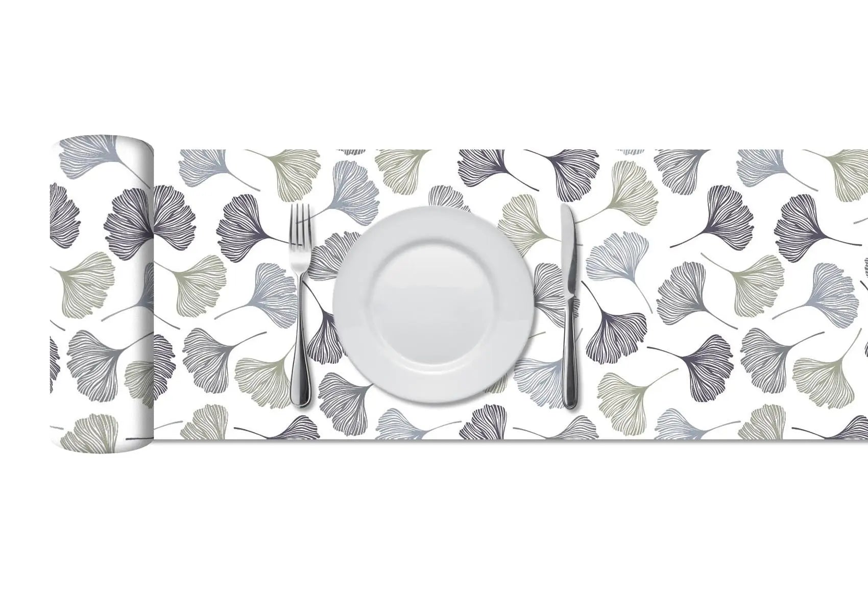 Camino de Mesa Vinílico Ginko Patrón Azul freeshipping - Home and Living