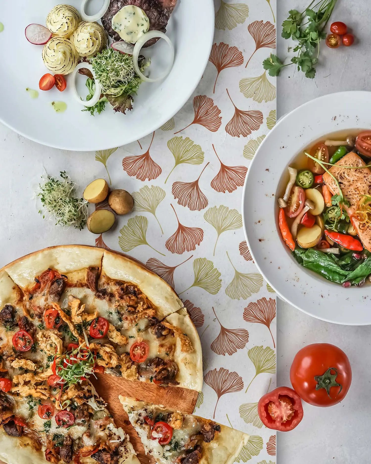 Camino de Mesa Vinílico Ginko Patrón Naranja freeshipping - Home and Living