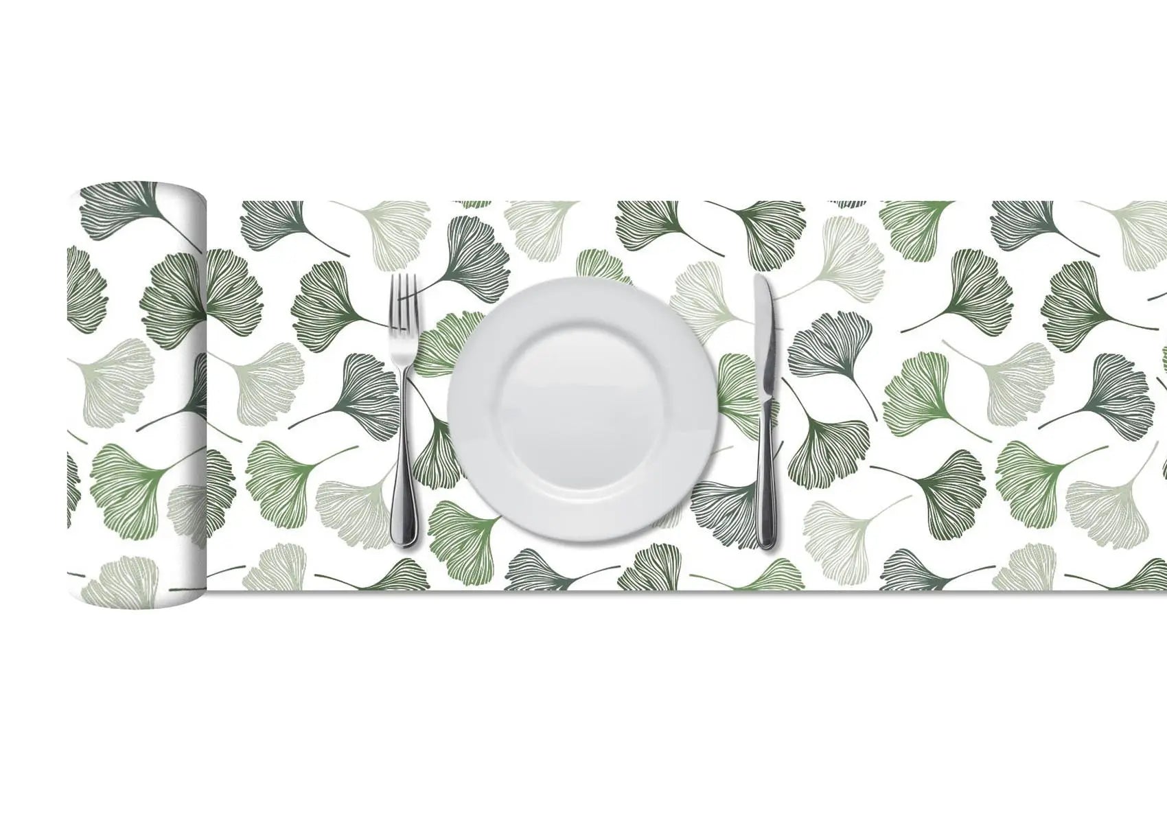 Camino de Mesa Vinílico Ginko Patrón Verde freeshipping - Home and Living