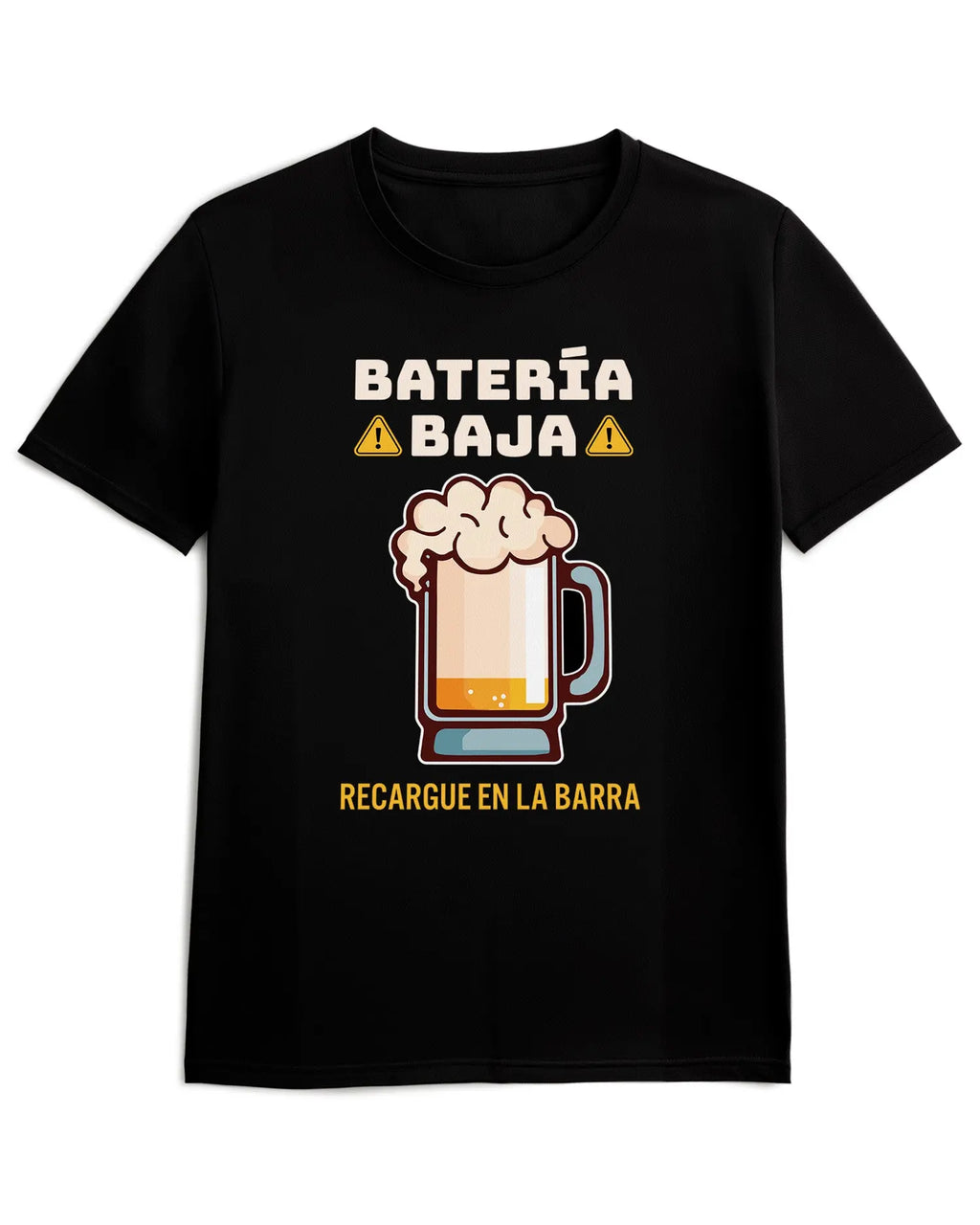 Camiseta de Manga Corta -  Batería Baja Cerveza  - 100% Algodón Home & Living