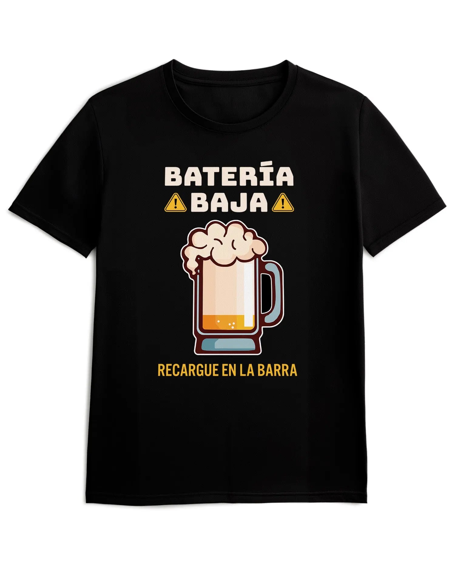 Camiseta de Manga Corta -  Batería Baja Cerveza  - 100% Algodón Home & Living