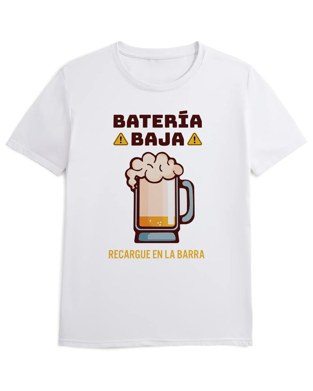 Camiseta de Manga Corta -  Batería Baja Cerveza  - 100% Algodón Home & Living