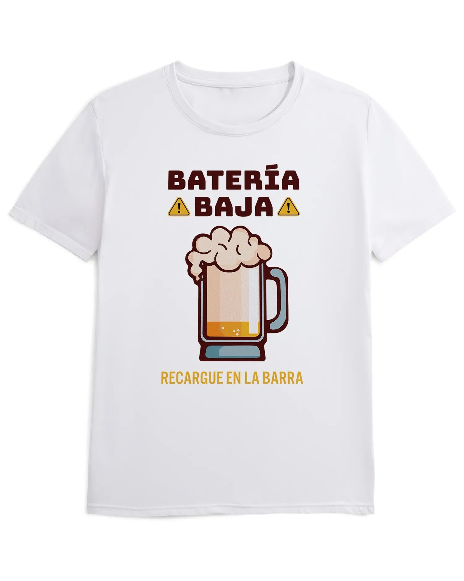 Camiseta de Manga Corta -  Batería Baja Cerveza  - 100% Algodón Home & Living