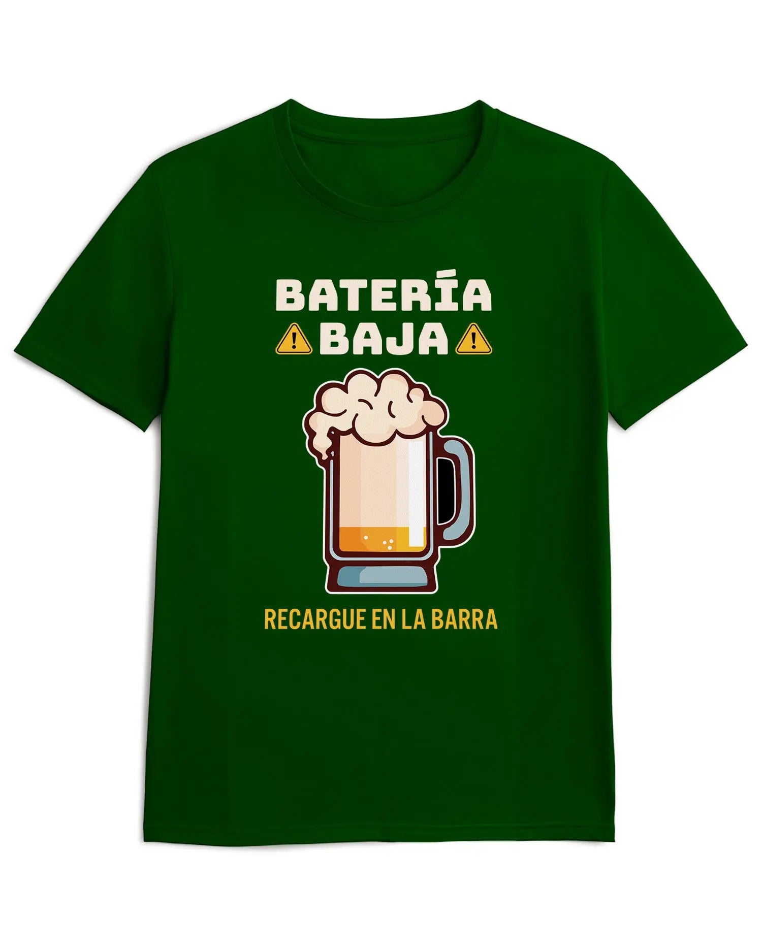 Camiseta de Manga Corta -  Batería Baja Cerveza  - 100% Algodón Home & Living