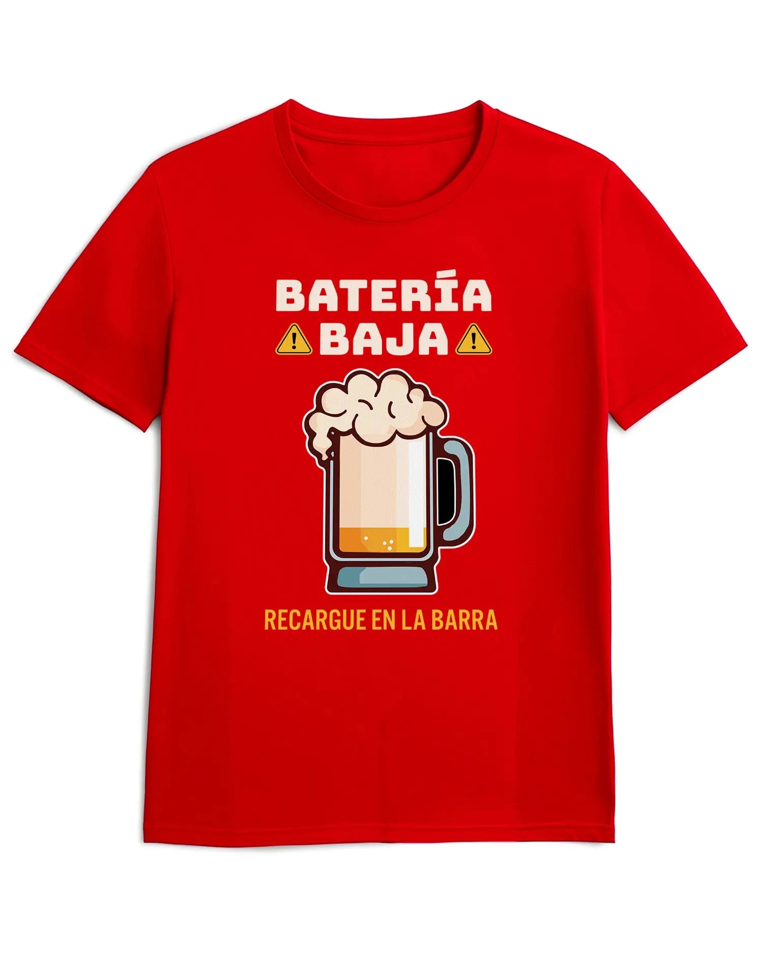 Camiseta de Manga Corta -  Batería Baja Cerveza  - 100% Algodón Home & Living