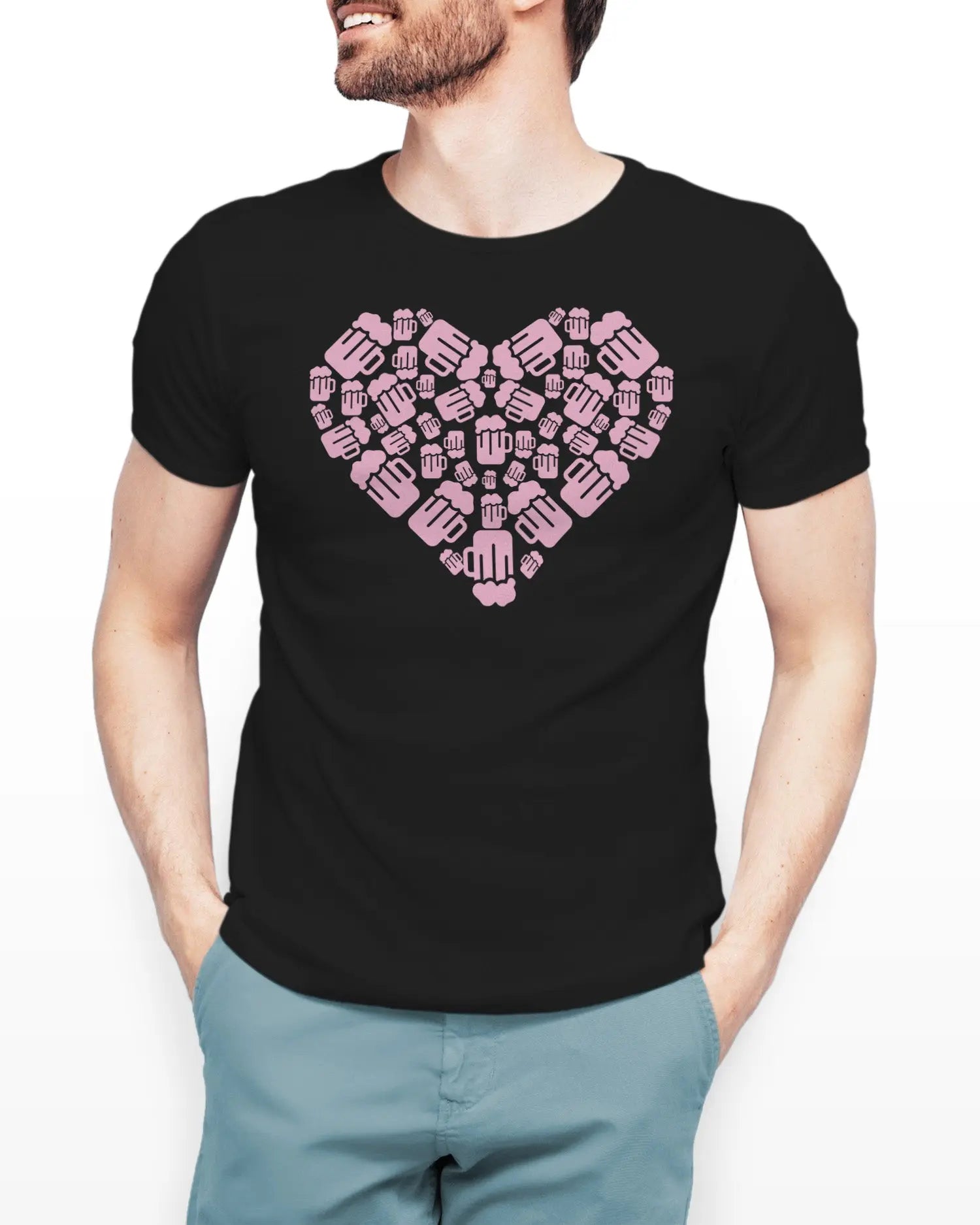 Camiseta de Manga Corta -  Beer Heart  - 100% Algodón Home & Living