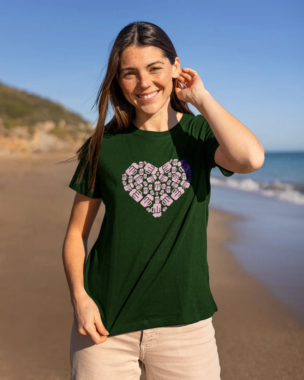 Camiseta de Manga Corta -  Beer Heart  - 100% Algodón Home & Living