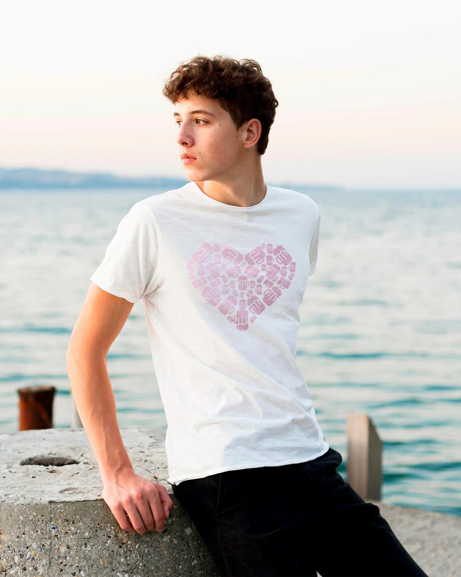 Camiseta de Manga Corta -  Beer Heart  - 100% Algodón Home & Living
