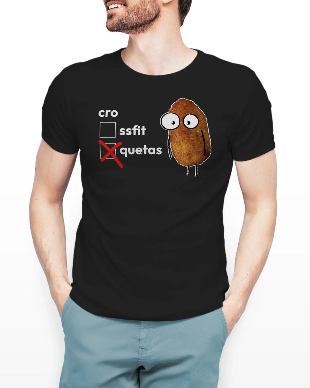 Camiseta de Manga Corta -  Croquetas vs Crossfit  - 100% Algodón Home & Living