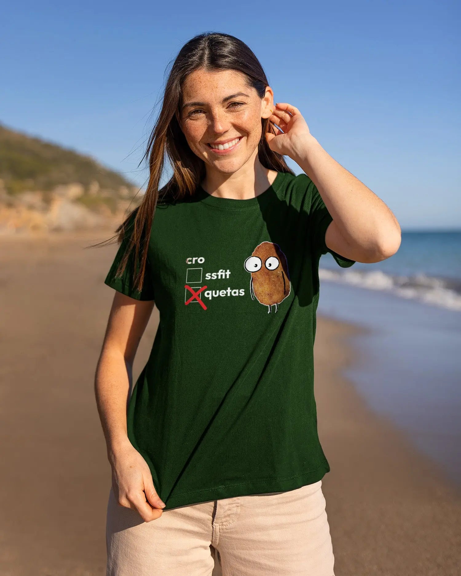 Camiseta de Manga Corta -  Croquetas vs Crossfit  - 100% Algodón Home & Living