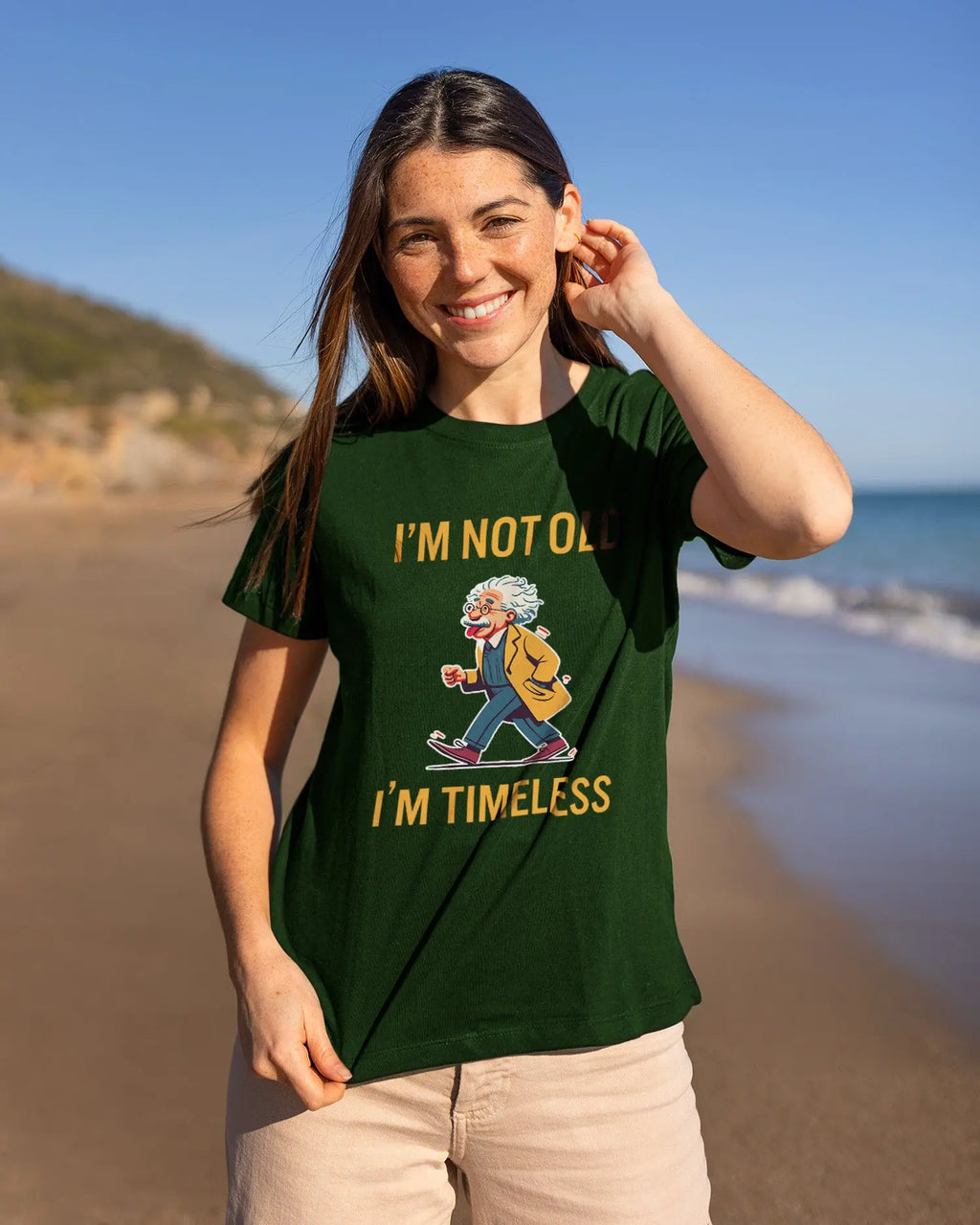 Camiseta de Manga Corta -  Einstein I'm Not Old I'm Timeless  - 100% Algodón Home & Living