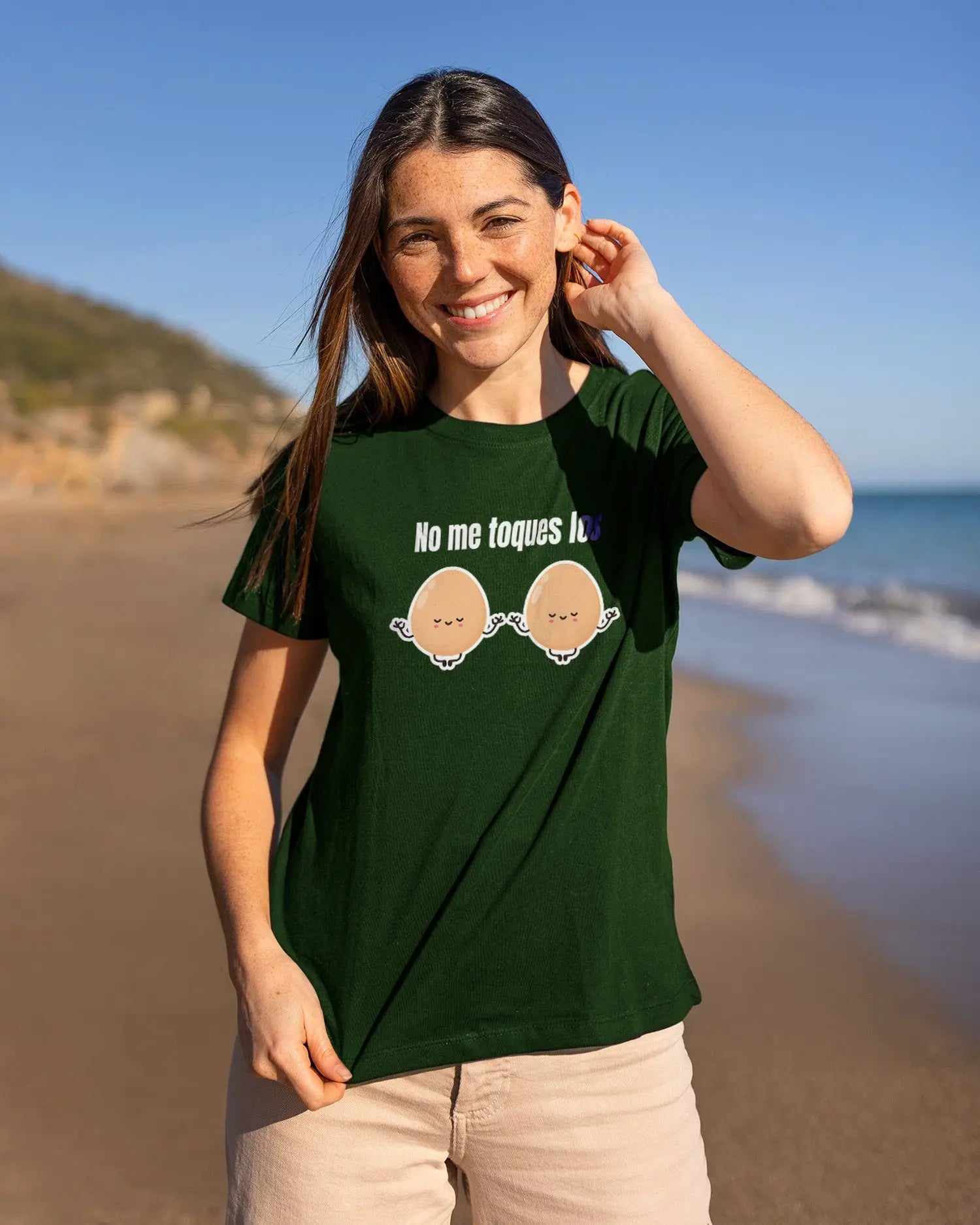 Camiseta de Manga Corta -  No me toques los Huevos  - 100% Algodón Home & Living