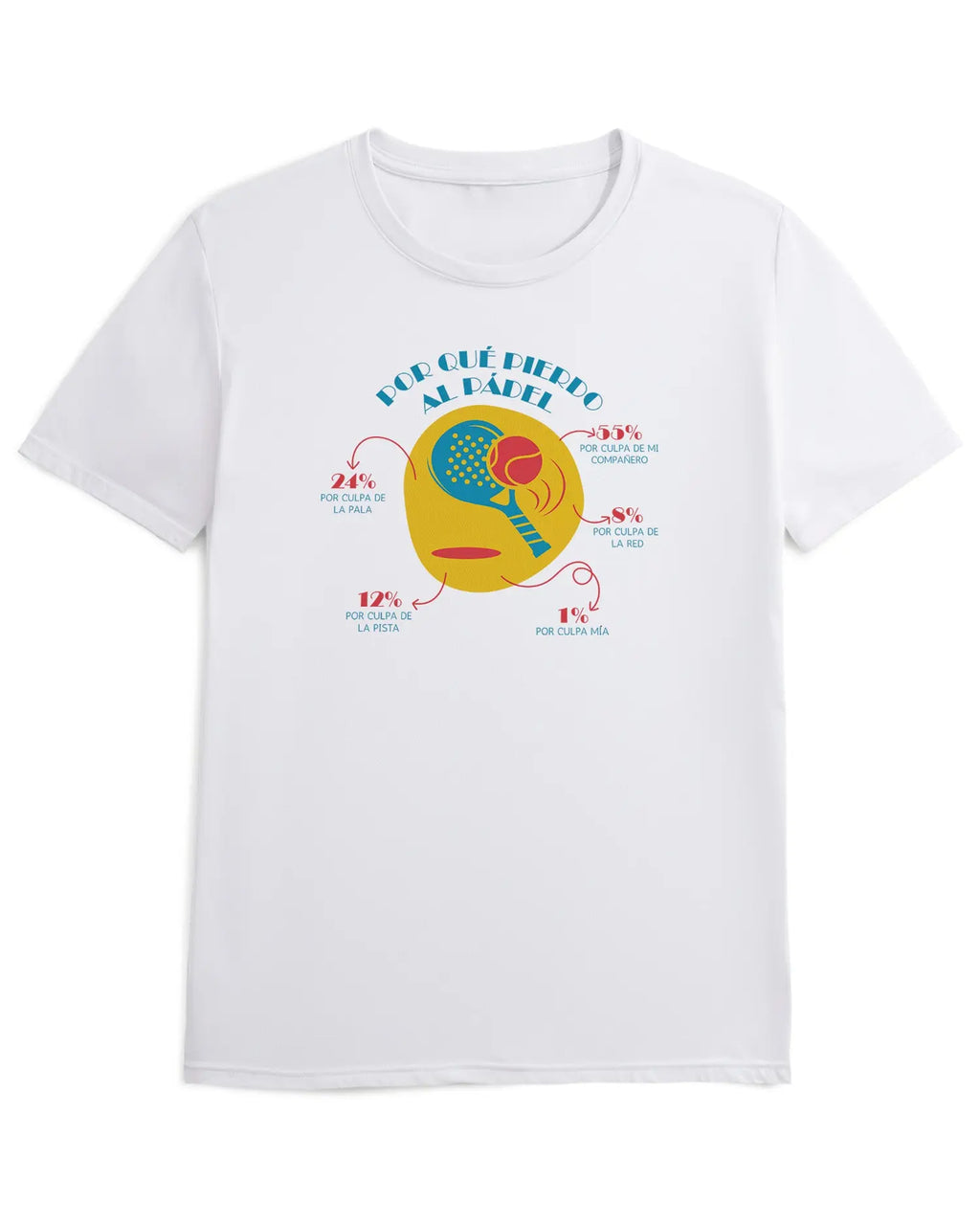 Camiseta de Manga Corta -  ¿Por Qué Pierdo al Pádel?  - 100% Algodón Home & Living