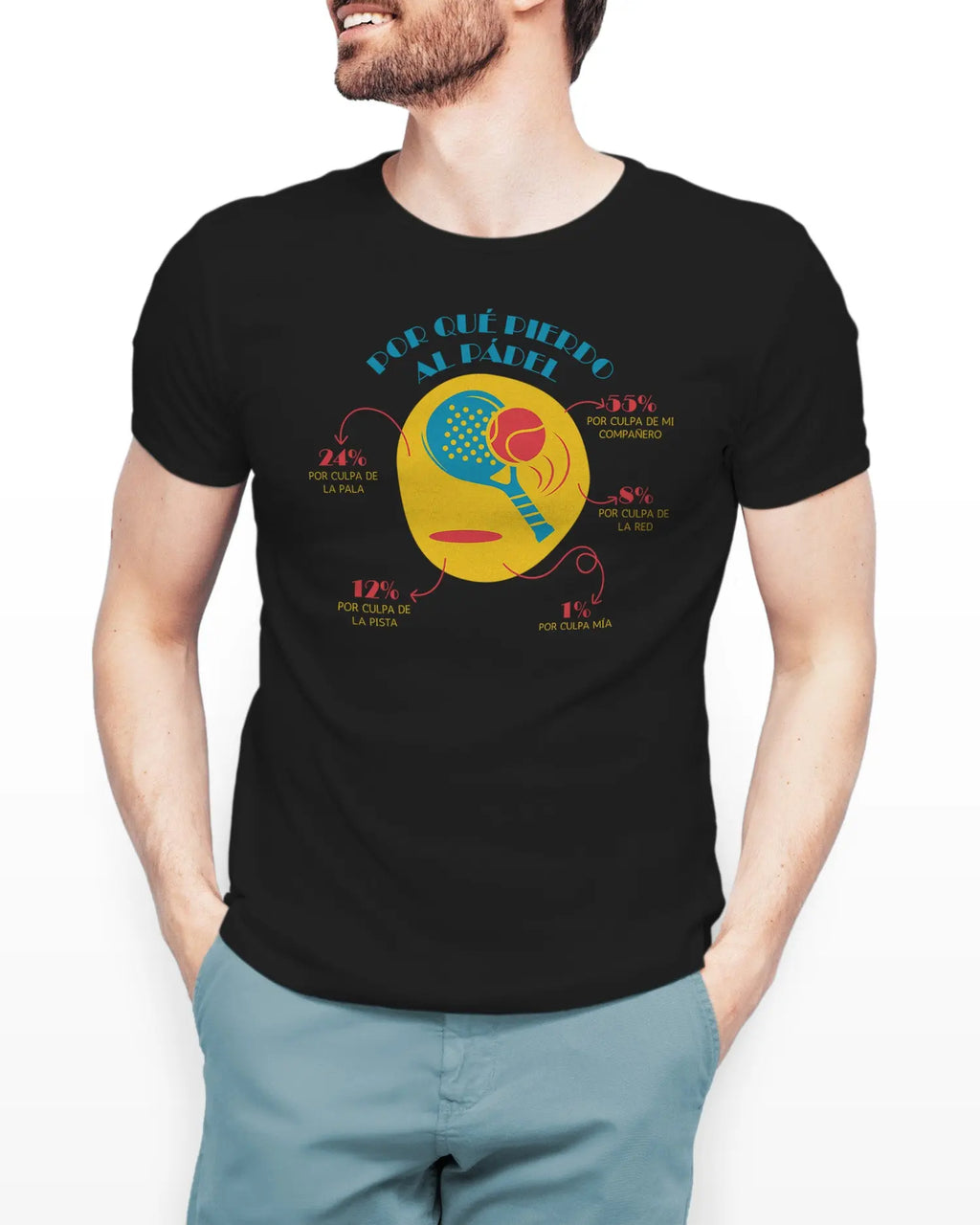 Camiseta de Manga Corta -  ¿Por Qué Pierdo al Pádel?  - 100% Algodón Home & Living