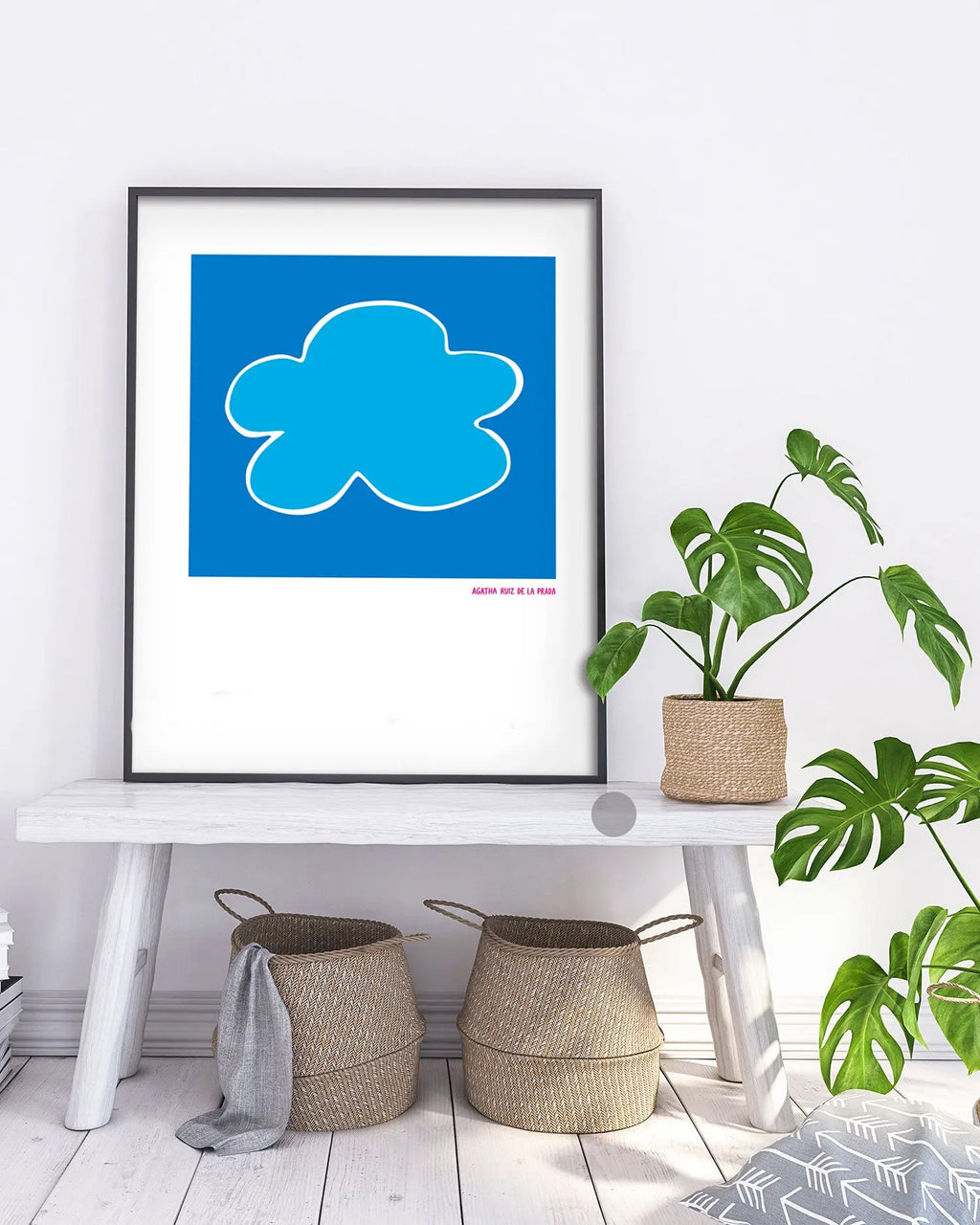 Cuadro Agatha Ruiz de la Prada Nube Fondo Azul freeshipping - Home and Living