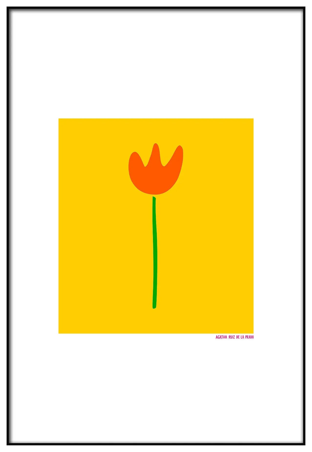 Cuadro Agatha Ruiz de la Prada Tulipán Fondo Amarillo freeshipping - Home and Living