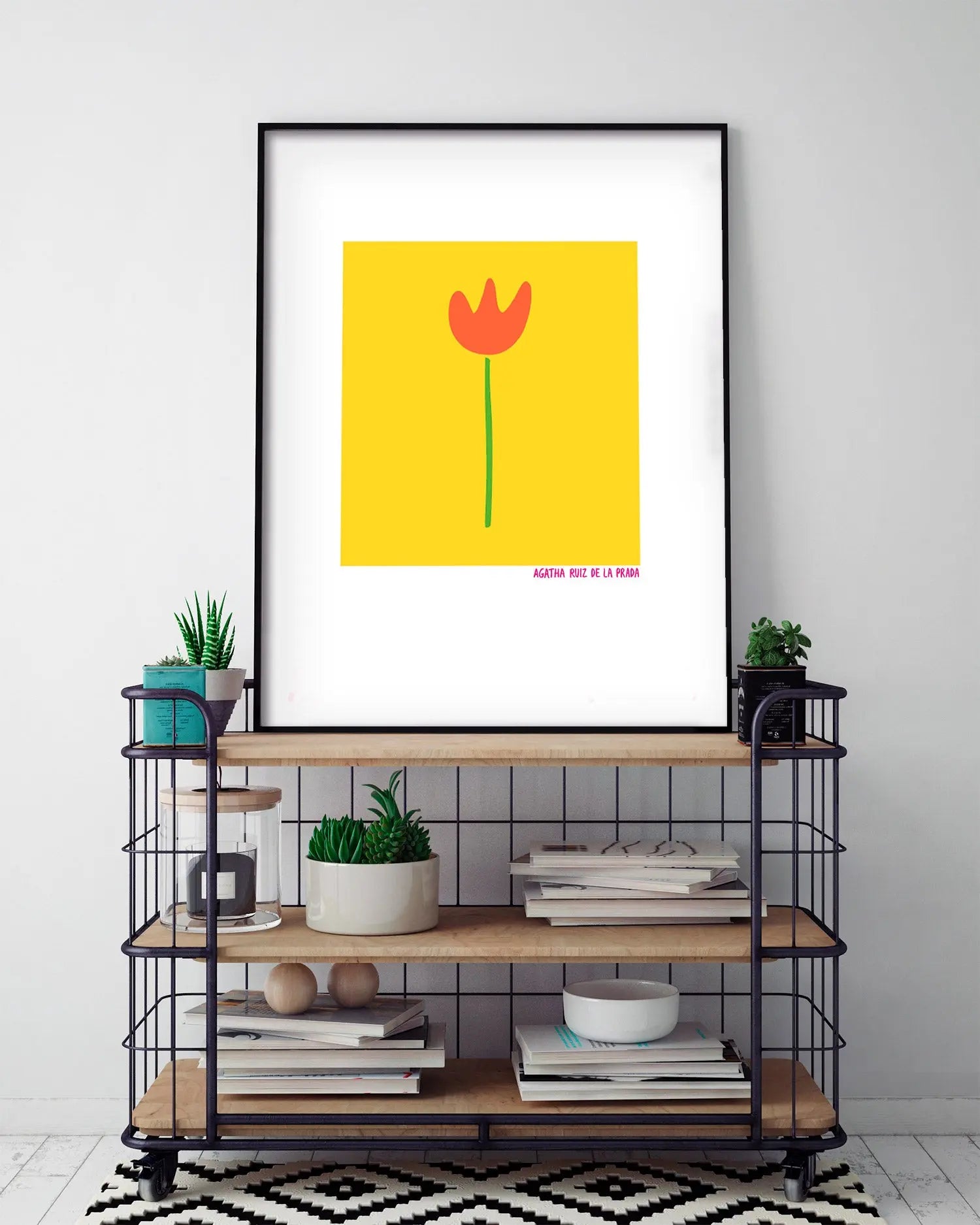 Cuadro Agatha Ruiz de la Prada Tulipán Fondo Amarillo freeshipping - Home and Living